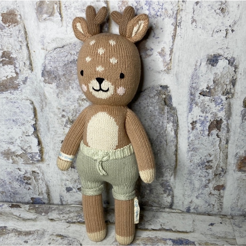 Cuddle and Kind Elliot the Fawn Knit Deer Stuffed Animal - Brown and Cream